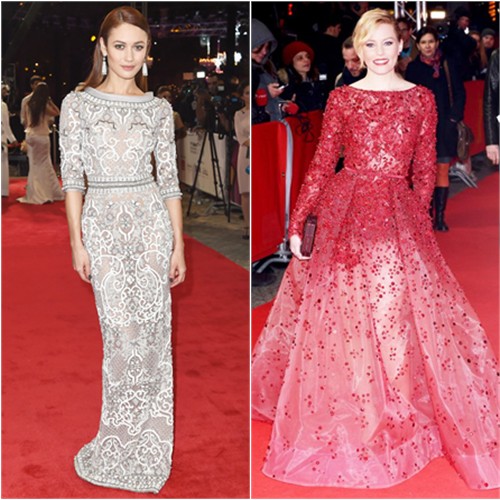 Olga in Ralph & Russo; Elizabeth in Elie Saab