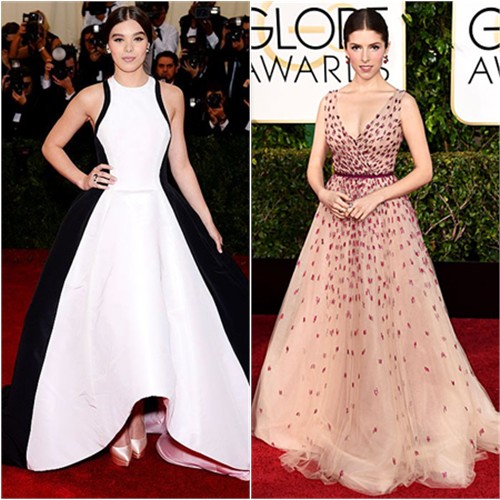 Hailee in Prabal Gurung; Anna in Monique Lhuillier