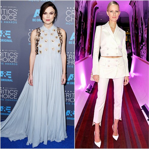 Keira in Delpozo; Karolina in Ferragamo