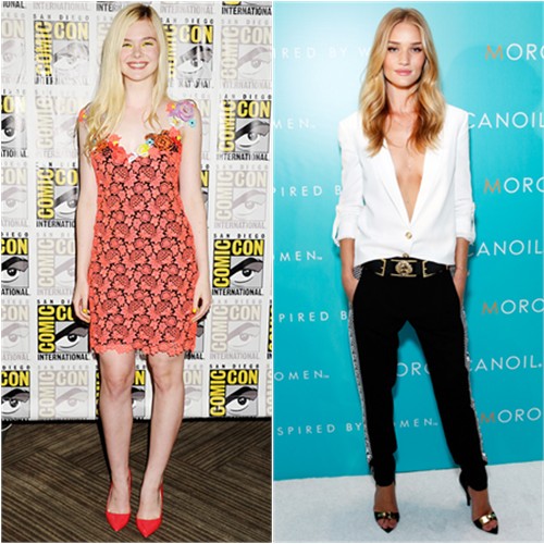 Elle in Christopher Kane; Rosie in Versus Versace