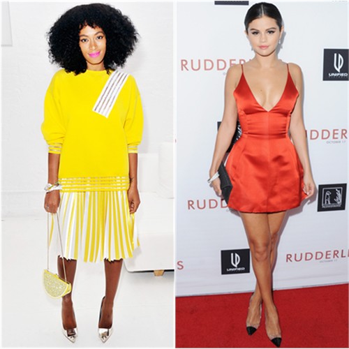 Solange in Christopher Kane; Selena in Dior