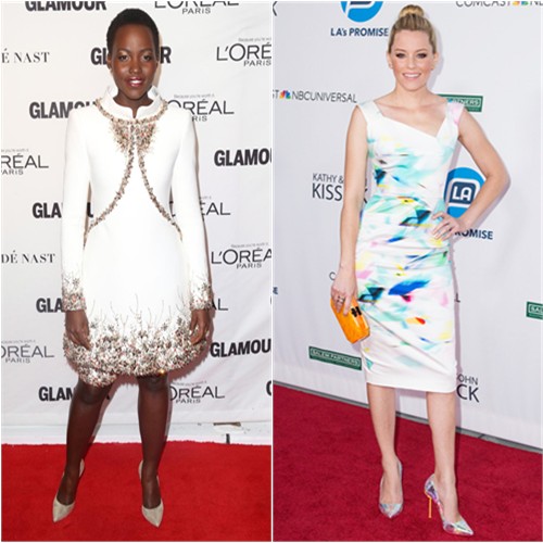 Lupita in Chanel; Elizabeth in Roland Mouret
