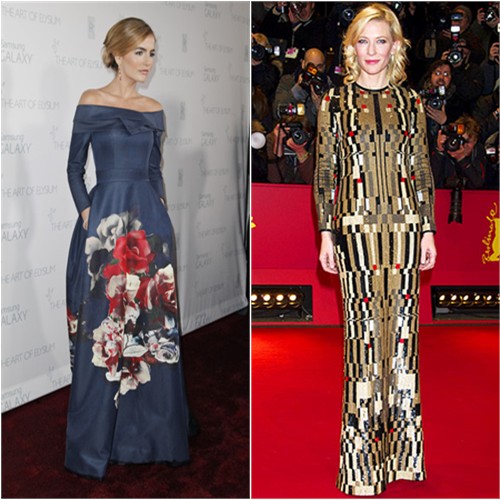 Camilla in Carolina Herrera; Cate in Givenchy