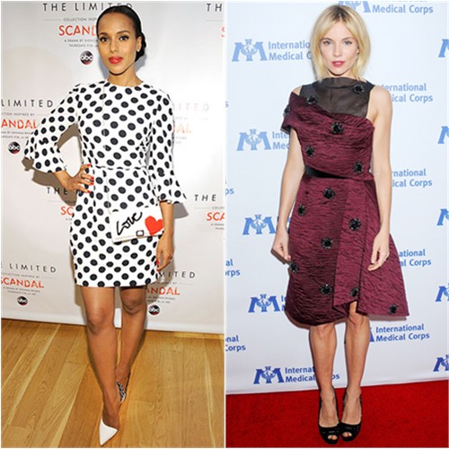Kerry in Dolce & Gabbana; Sienna in Erdem