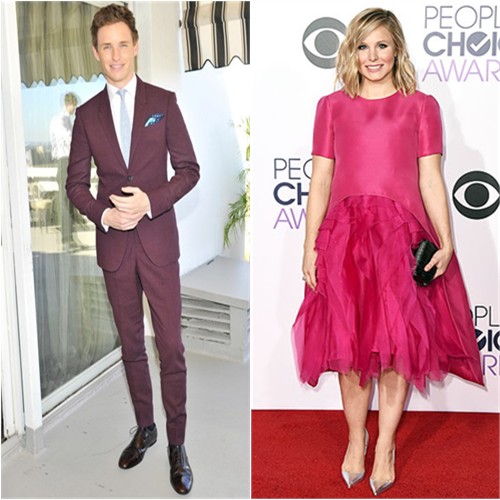 Eddie in Burberry; Kristen in Monique Lhuillier