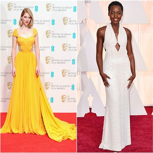 Léa in Prada; Lupita in Calvin Klein