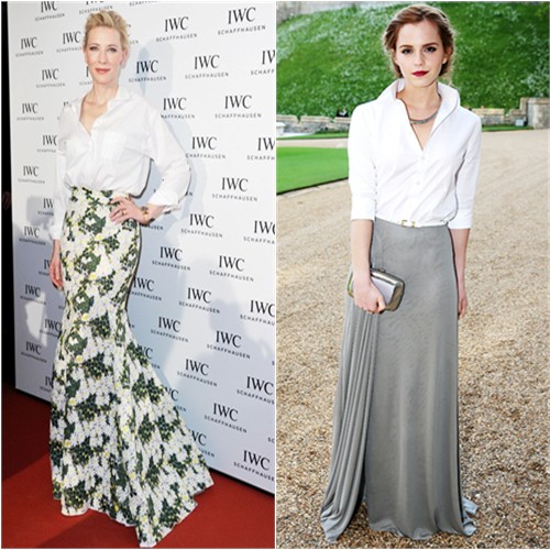 Cate in Giambattista Valli; Emma in Ralph Lauren