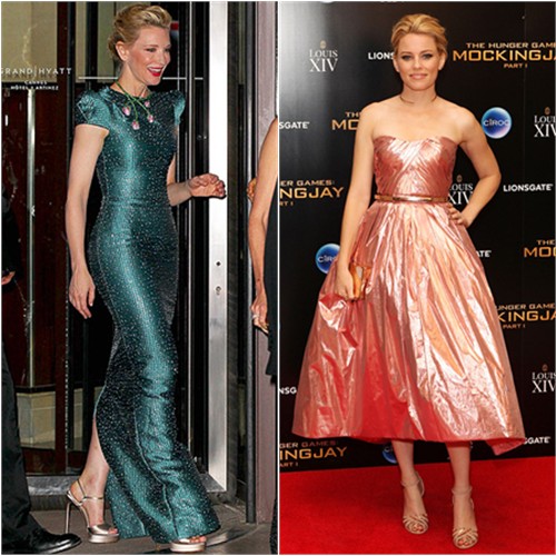 Cate in Armani Privé; Elizabeth in Monique Lhuillier