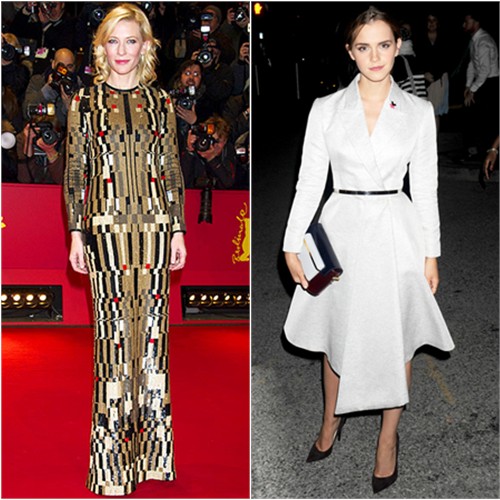 Cate in Givenchy; Emma in Dior