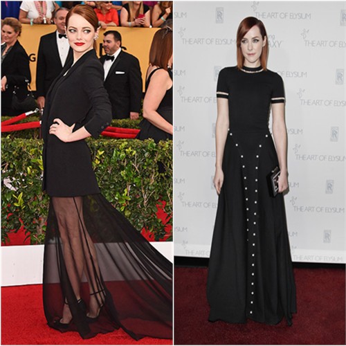 Emma in Dior; Jena in Adam Selman