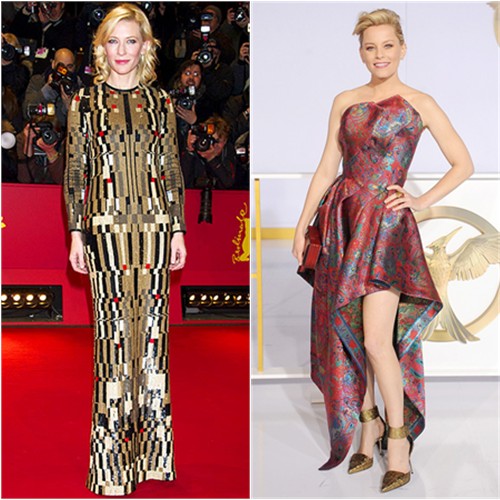 Cate in Givenchy; Elizabeth in Leonard